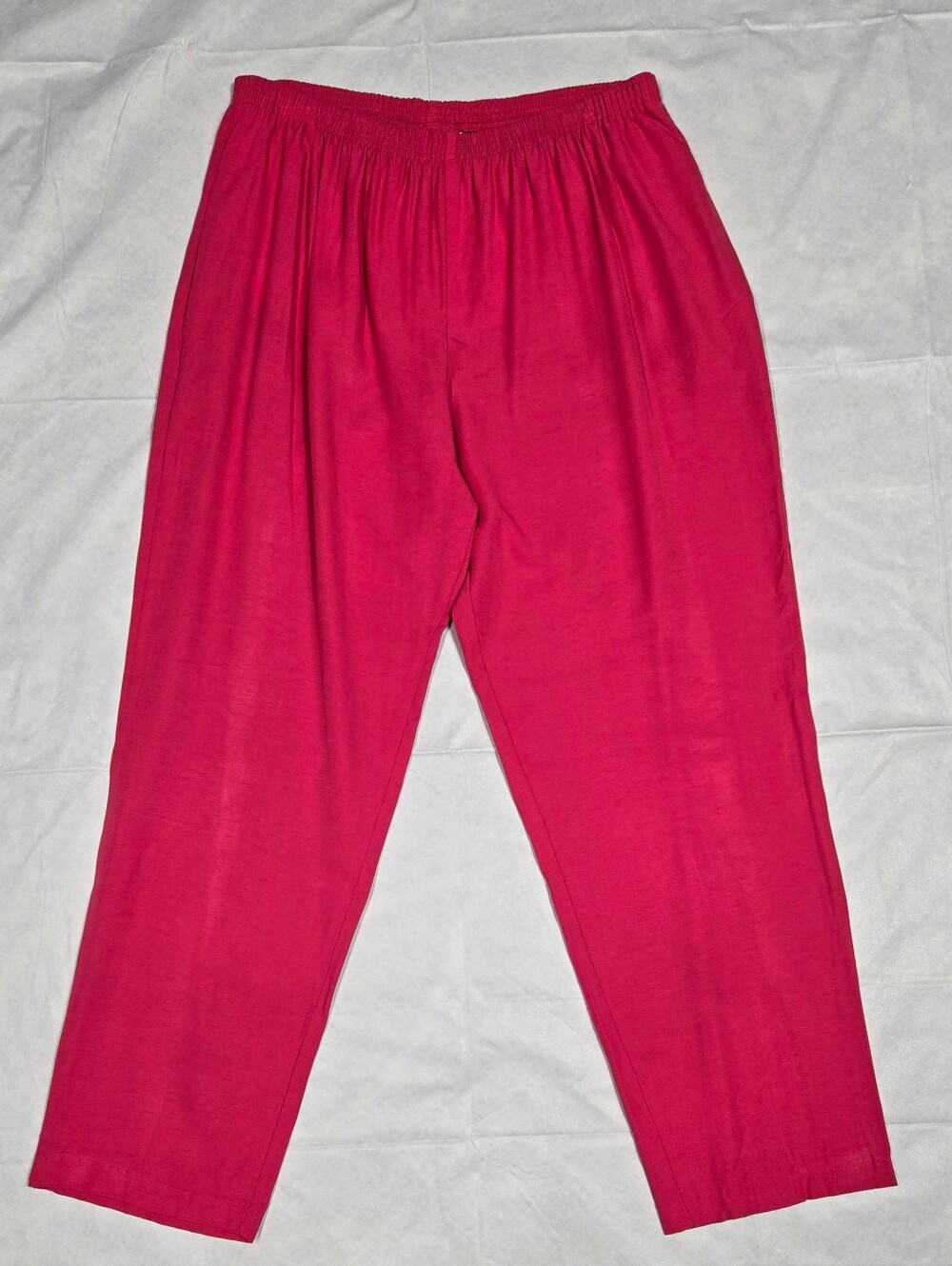 C.M. Shapes 1X Vintage Pink Pants Full Elastic Waist Flowy Rayon Poly